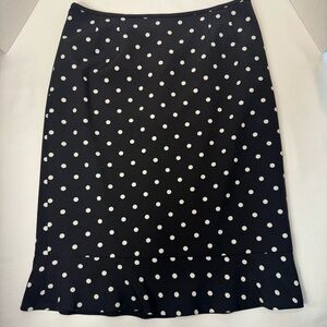 Kasper Black White Polka Dot Skirt Women’s Size 8 Knee Length Lined Work Career